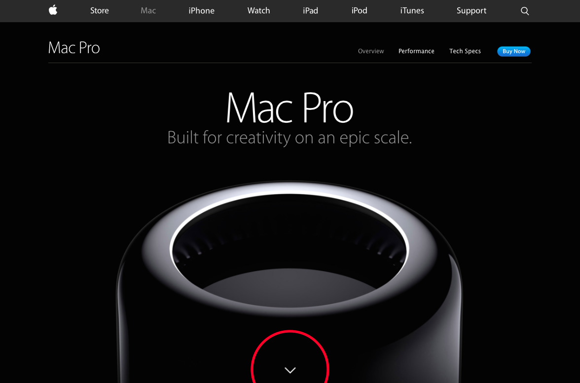 Screen capture of the Apple Mac Pro Site